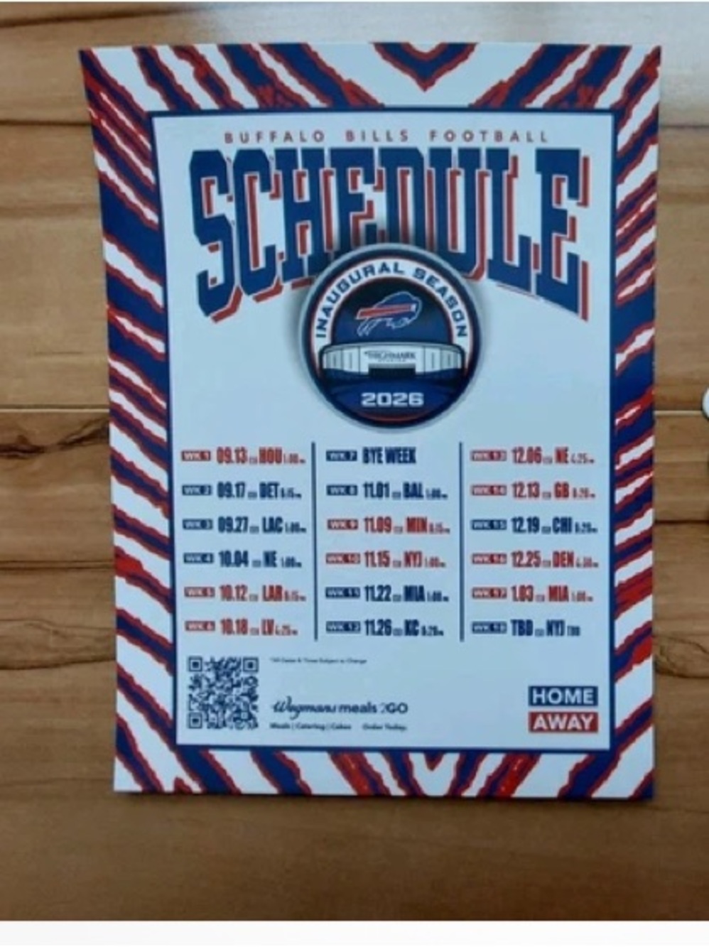 New 2026 Buffalo Bills Schedule Full Magnet Inagural Season